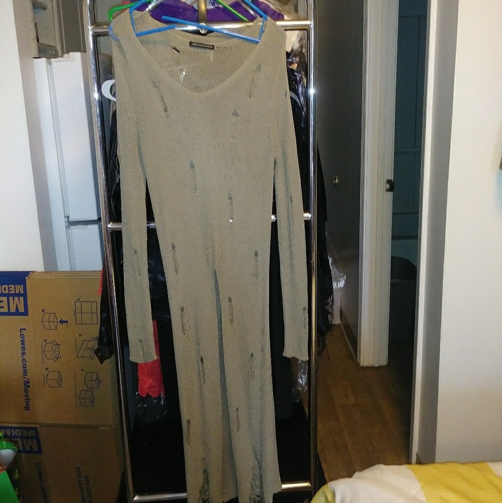 Long sweater split up front